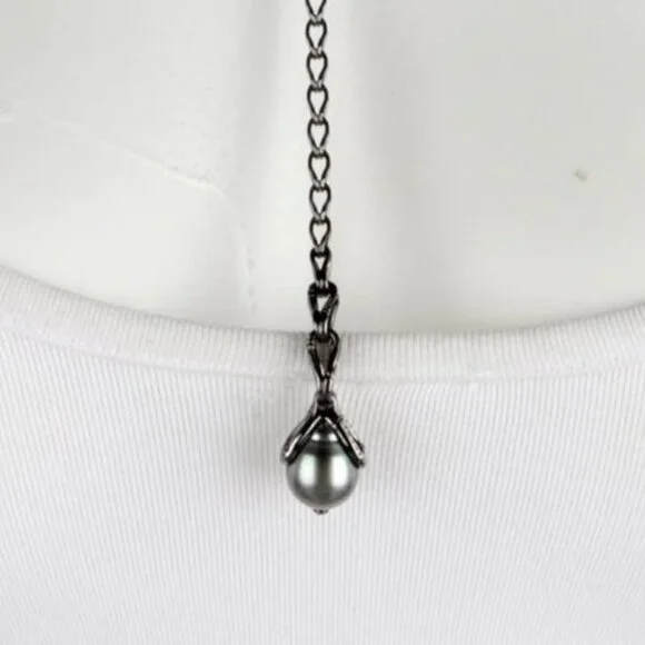 JOHN HARDY PEARL & DIAMOND STERLING SILVER 925 BAMBOO LAVALIER NECKLACE - Picture 8 of 11